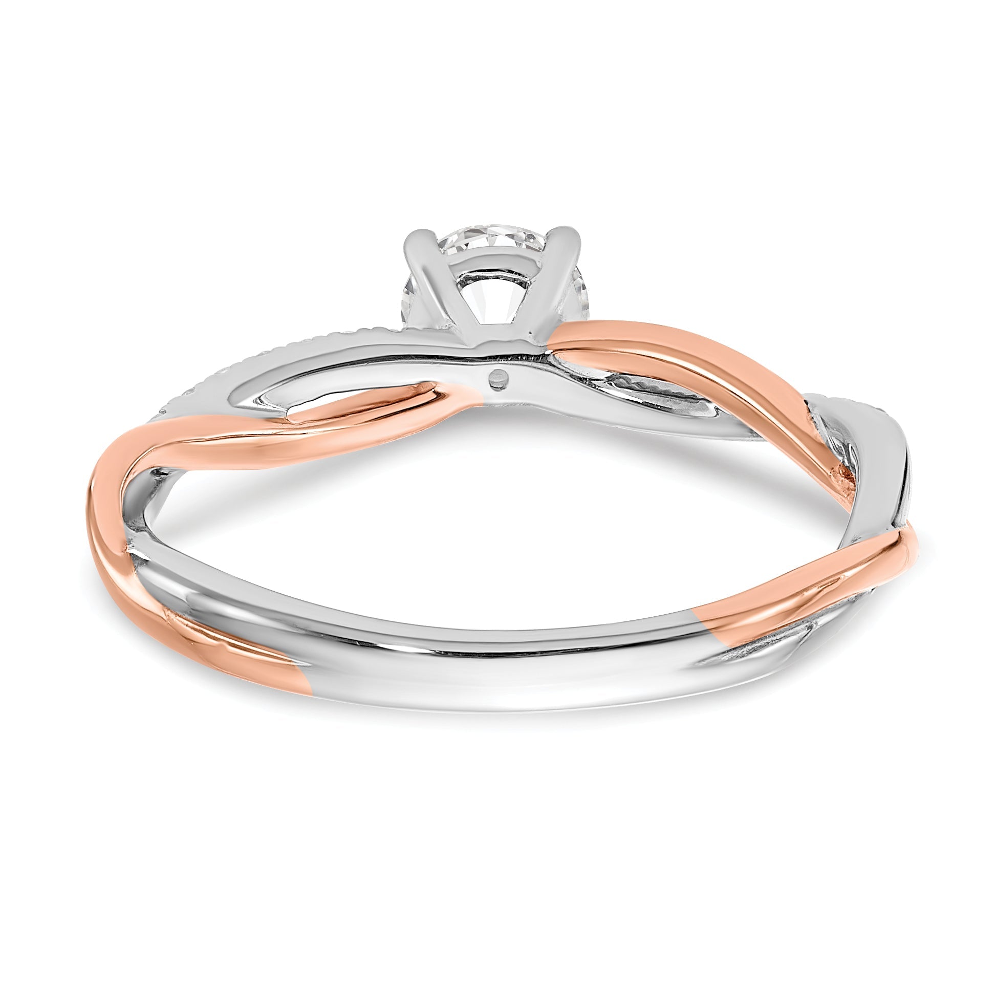 0.40ct. CZ Solid Real 14k White u0026 Rose Gold Engagement Ring