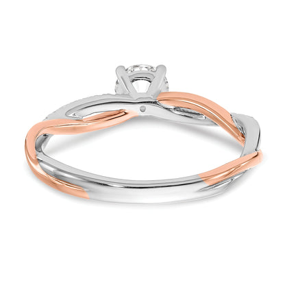 0.40ct. CZ Solid Real 14k White u0026 Rose Gold Engagement Ring