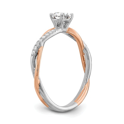0.40ct. CZ Solid Real 14k White u0026 Rose Gold Engagement Ring