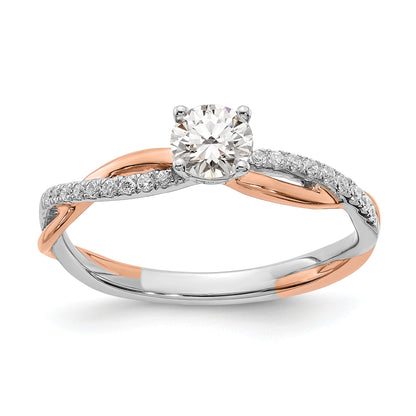 0.40ct. CZ Solid Real 14k White u0026 Rose Gold Engagement Ring