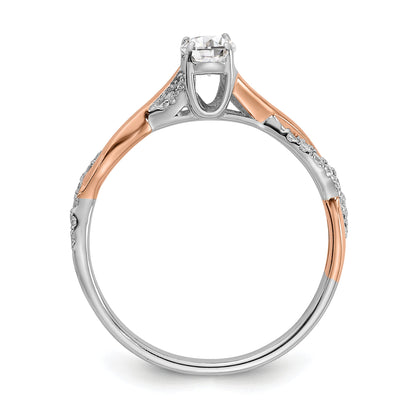 0.40ct. CZ Solid Real 14k White u0026 Rose Gold Engagement Ring