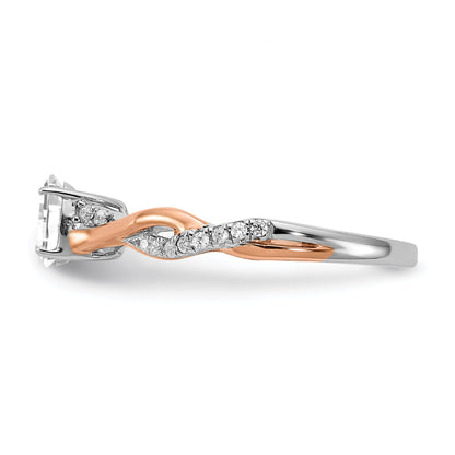 0.40ct. CZ Solid Real 14k White u0026 Rose Gold Engagement Ring