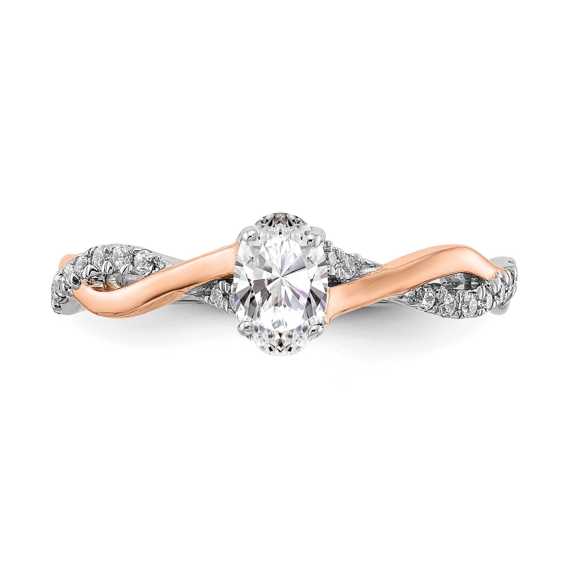 0.40ct. CZ Solid Real 14k White u0026 Rose Gold Engagement Ring