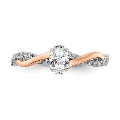 0.40ct. CZ Solid Real 14k White u0026 Rose Gold Engagement Ring