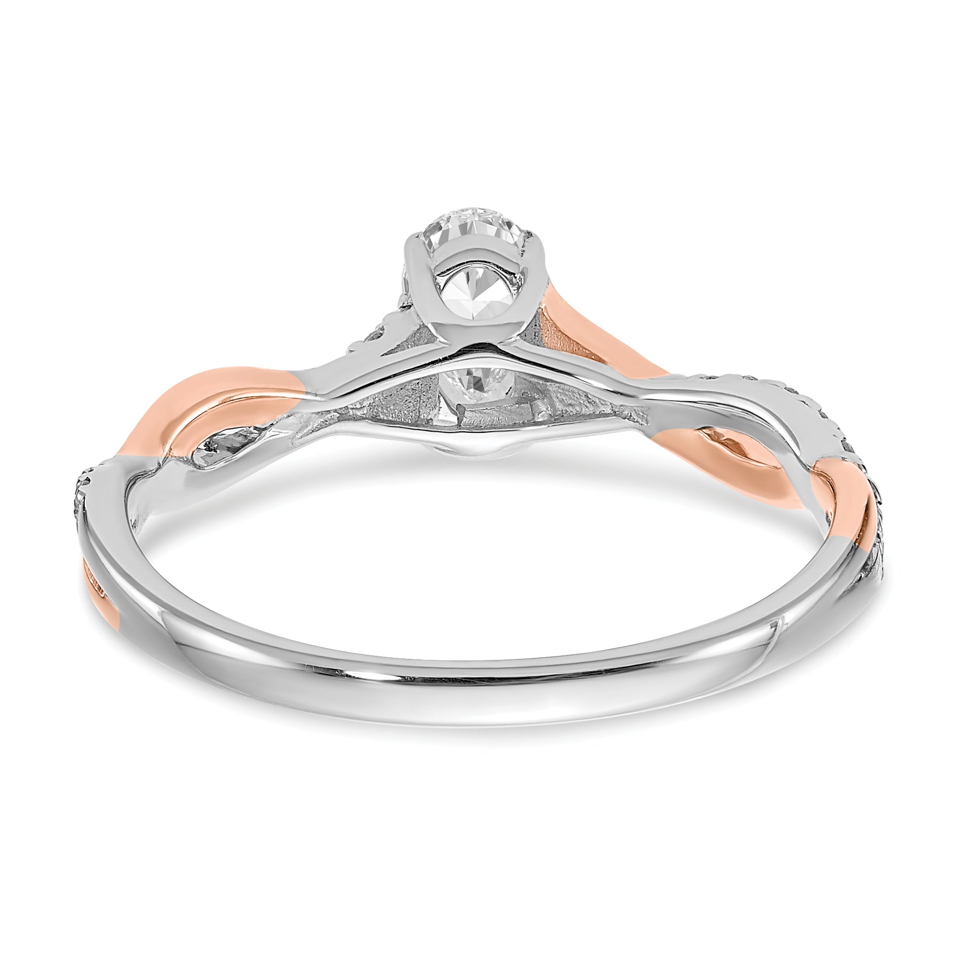 0.40ct. CZ Solid Real 14k White u0026 Rose Gold Engagement Ring