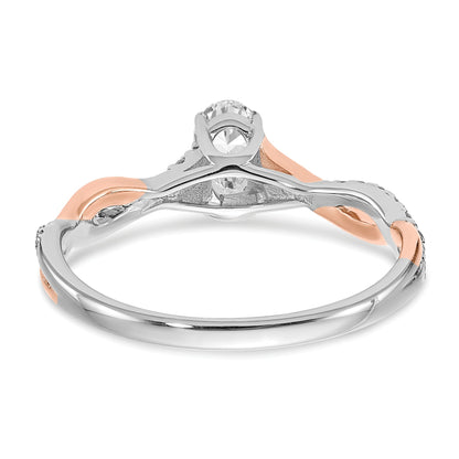 0.40ct. CZ Solid Real 14k White u0026 Rose Gold Engagement Ring