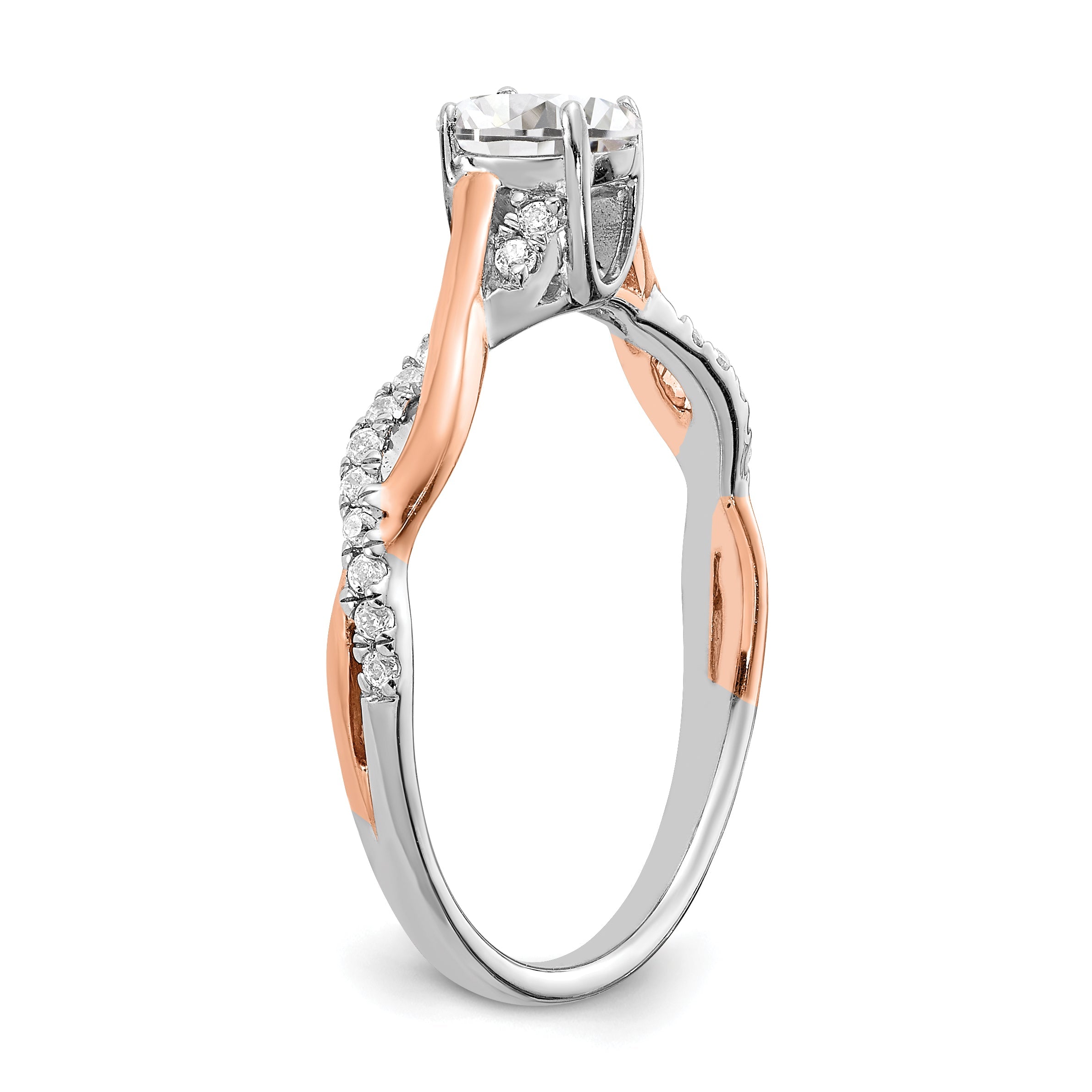 0.40ct. CZ Solid Real 14k White u0026 Rose Gold Engagement Ring