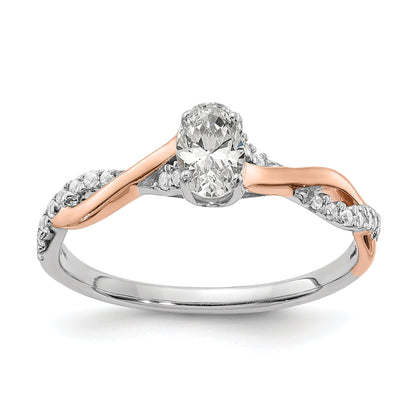 0.40ct. CZ Solid Real 14k White u0026 Rose Gold Engagement Ring