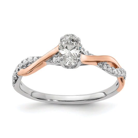 0.40ct. CZ Solid Real 14k White u0026 Rose Gold Engagement Ring