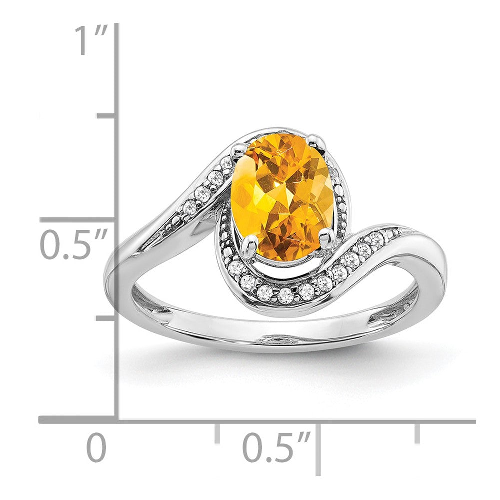 14k white gold oval citrine and real diamond bypass ring rm5948 ci 010 wa