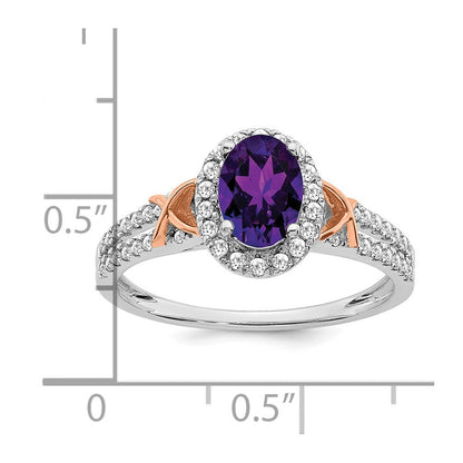 14k white gold w rg accent amethyst and real diamond halo ring rm5957 am 025 wa