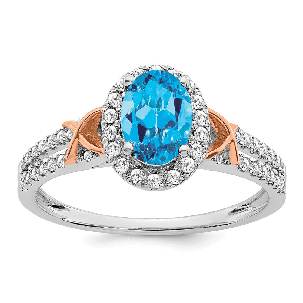 14k white gold w rg accent blue topaz and real diamond halo ring rm5957 bt 025 wa