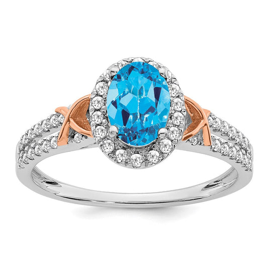 14k white gold w rg accent blue topaz and real diamond halo ring rm5957 bt 025 wa