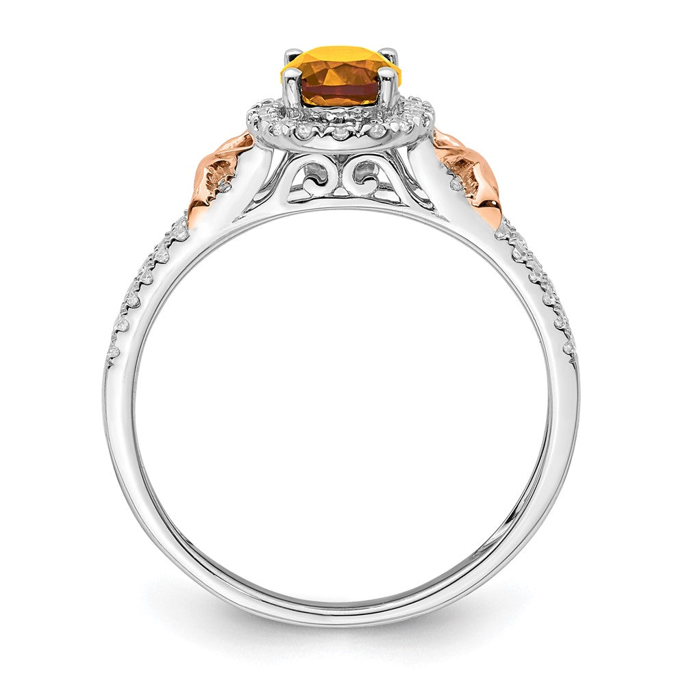 14k white gold w rg accent citrine and real diamond halo ring rm5957 ci 025 wa