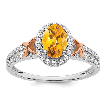 14k white gold w rg accent citrine and real diamond halo ring rm5957 ci 025 wa