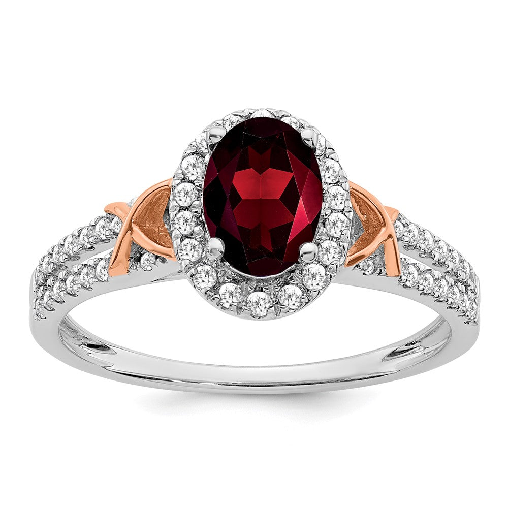 14k white gold w rg accent garnet and real diamond halo ring rm5957 ga 025 wa