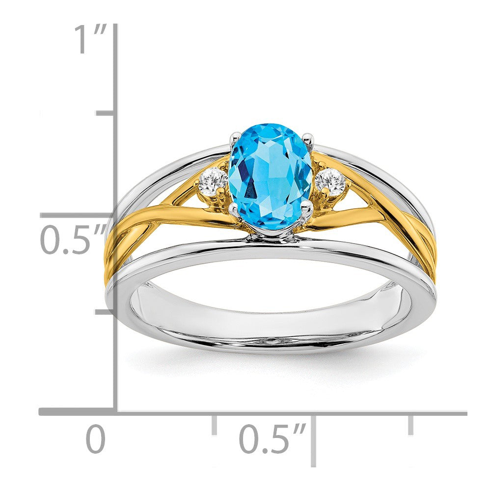 14k two tone gold blue topaz and real diamond ring rm5959 bt 006 wya