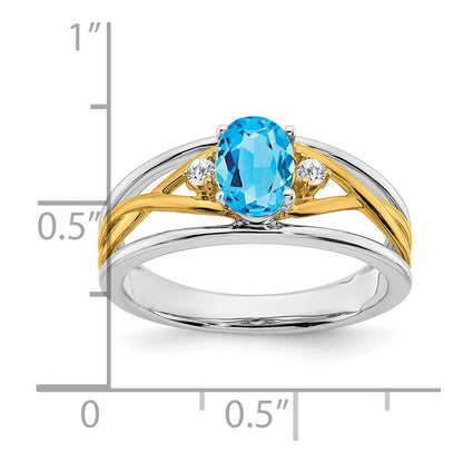 14k two tone gold blue topaz and real diamond ring rm5959 bt 006 wya
