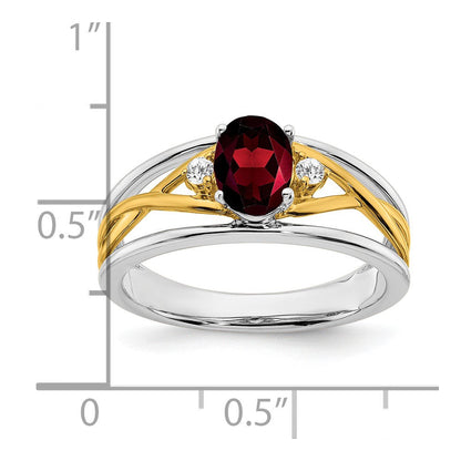 14k two tone gold garnet and real diamond ring rm5959 ga 006 wya