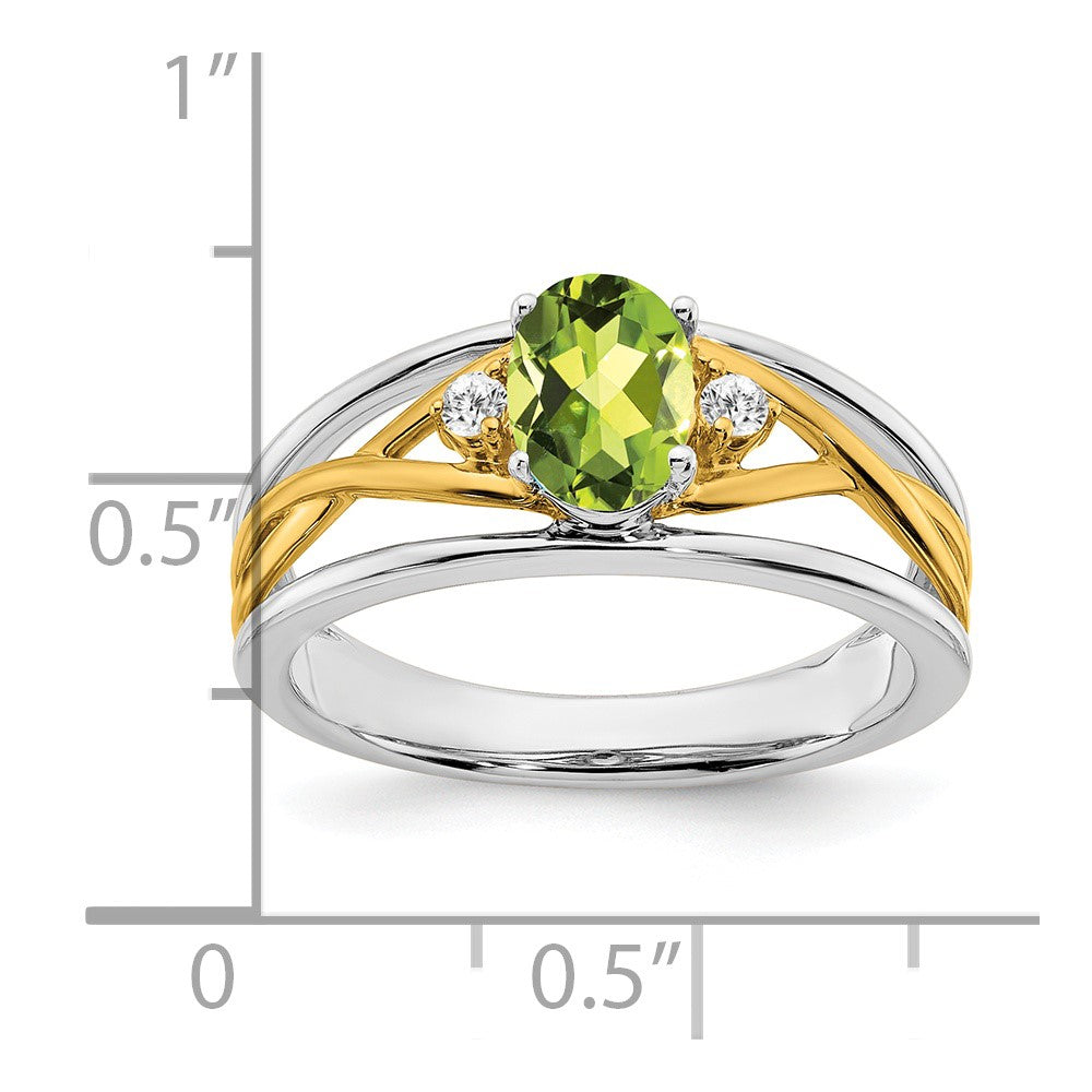 14k two tone gold peridot and real diamond ring rm5959 pe 006 wya