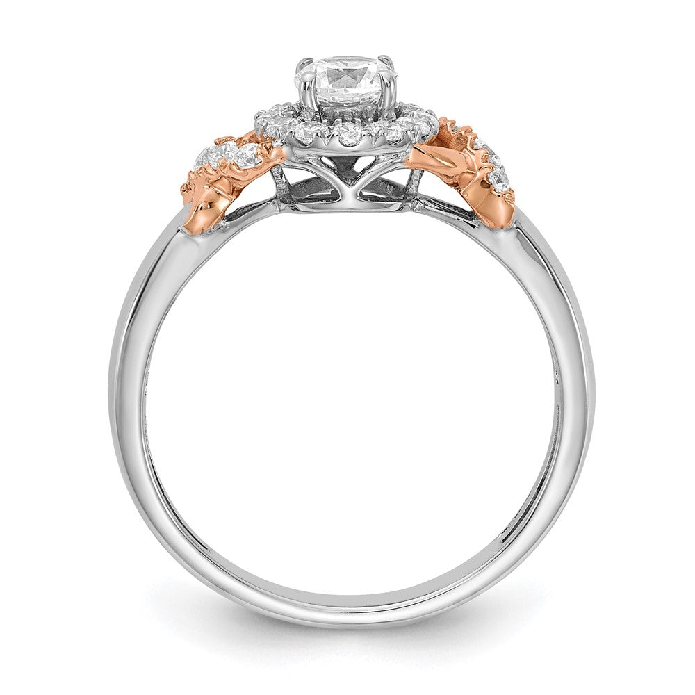 0.66 Ct. Natural Round Diamond Halo Engagement Bridal Ring 14K White u0026 Rose Gold