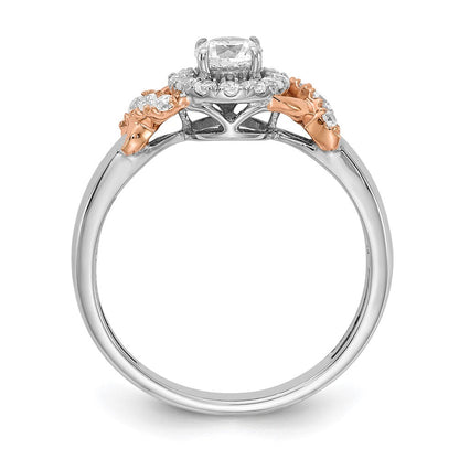 0.66 Ct. Natural Round Diamond Halo Engagement Bridal Ring 14K White u0026 Rose Gold