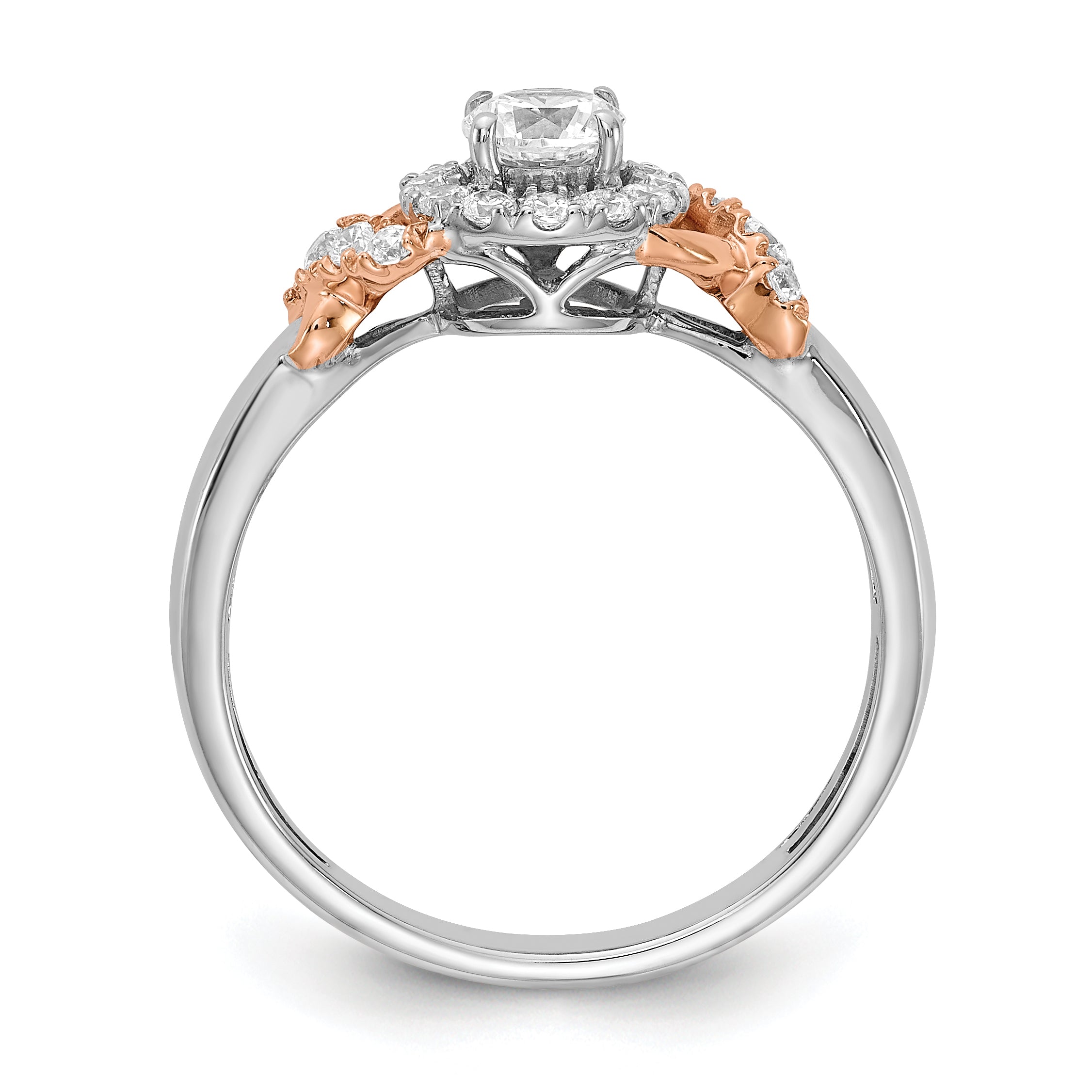 0.33ct. CZ Solid Real 14k White u0026 Rose Gold Engagement Ring