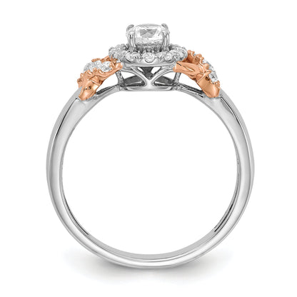 0.33ct. CZ Solid Real 14k White u0026 Rose Gold Engagement Ring