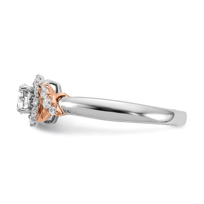 0.33ct. CZ Solid Real 14k White u0026 Rose Gold Engagement Ring