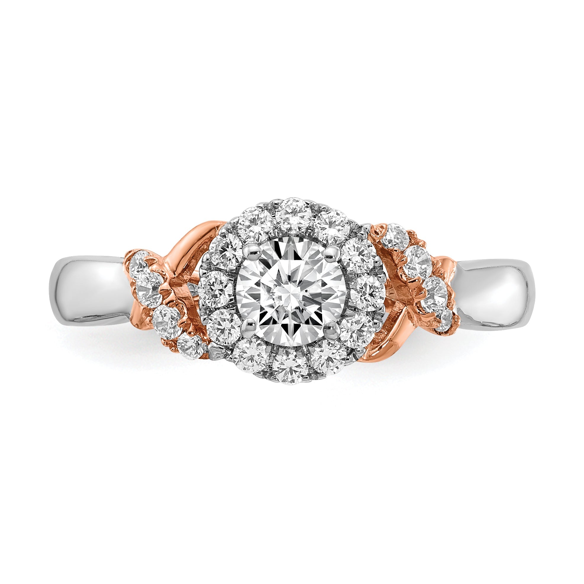 0.33ct. CZ Solid Real 14k White u0026 Rose Gold Engagement Ring