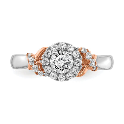 0.33ct. CZ Solid Real 14k White u0026 Rose Gold Engagement Ring