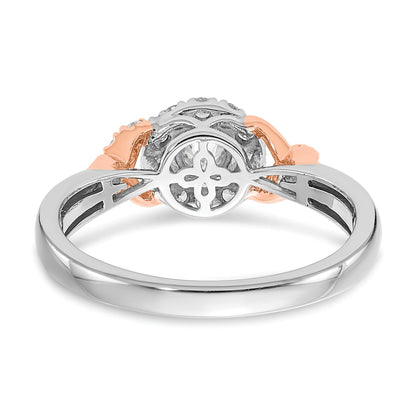 0.33ct. CZ Solid Real 14k White u0026 Rose Gold Engagement Ring