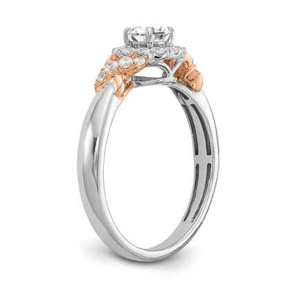 0.33ct. CZ Solid Real 14k White u0026 Rose Gold Engagement Ring