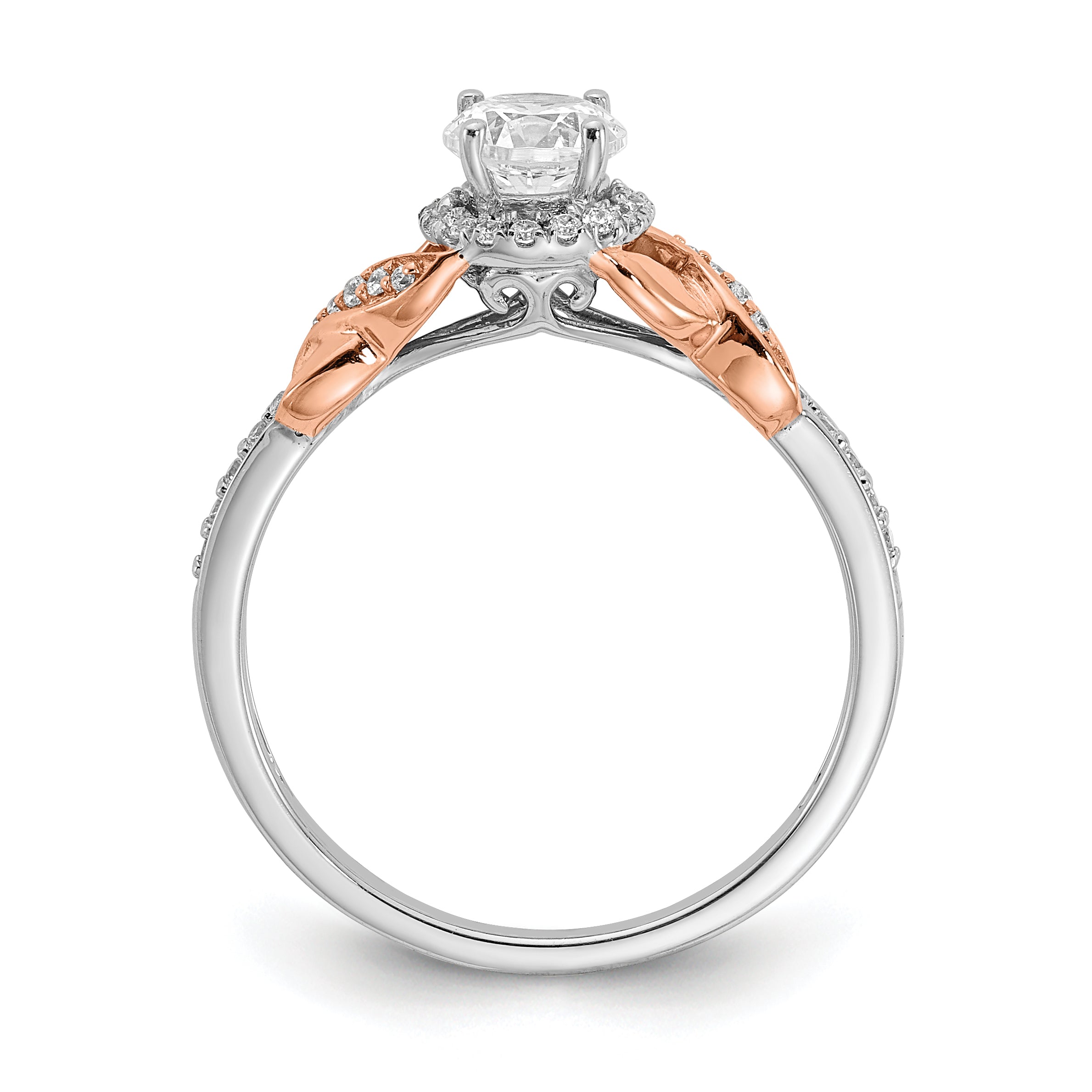 0.45ct. CZ Solid Real 14k White u0026 Rose Gold Engagement Ring