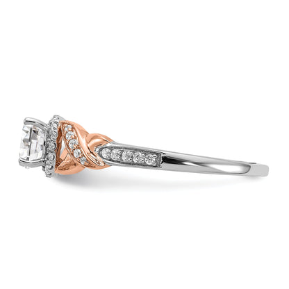 0.45ct. CZ Solid Real 14k White u0026 Rose Gold Engagement Ring