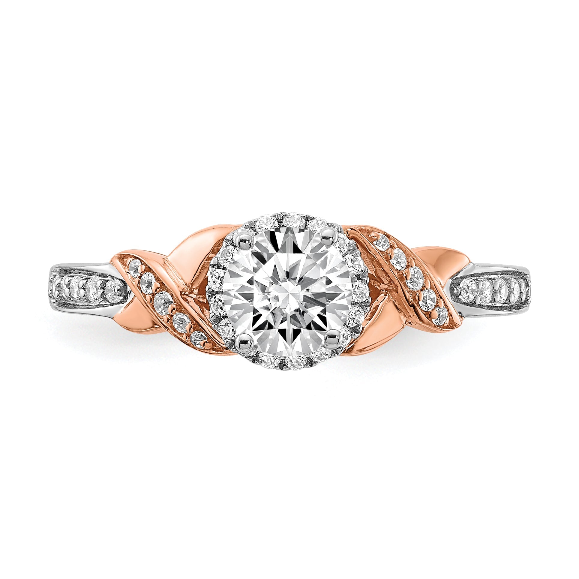 0.45ct. CZ Solid Real 14k White u0026 Rose Gold Engagement Ring