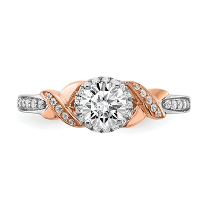 0.45ct. CZ Solid Real 14k White u0026 Rose Gold Engagement Ring