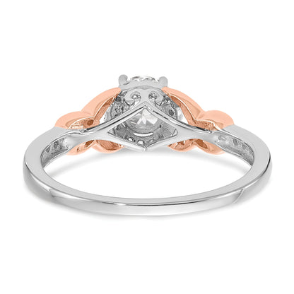 0.45ct. CZ Solid Real 14k White u0026 Rose Gold Engagement Ring