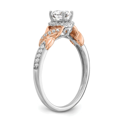 0.45ct. CZ Solid Real 14k White u0026 Rose Gold Engagement Ring
