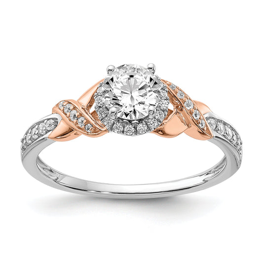 0.45ct. CZ Solid Real 14k White u0026 Rose Gold Engagement Ring
