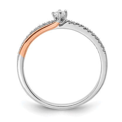 0.07ct. CZ Solid Real 14k White & Rose Gold Promise Ring