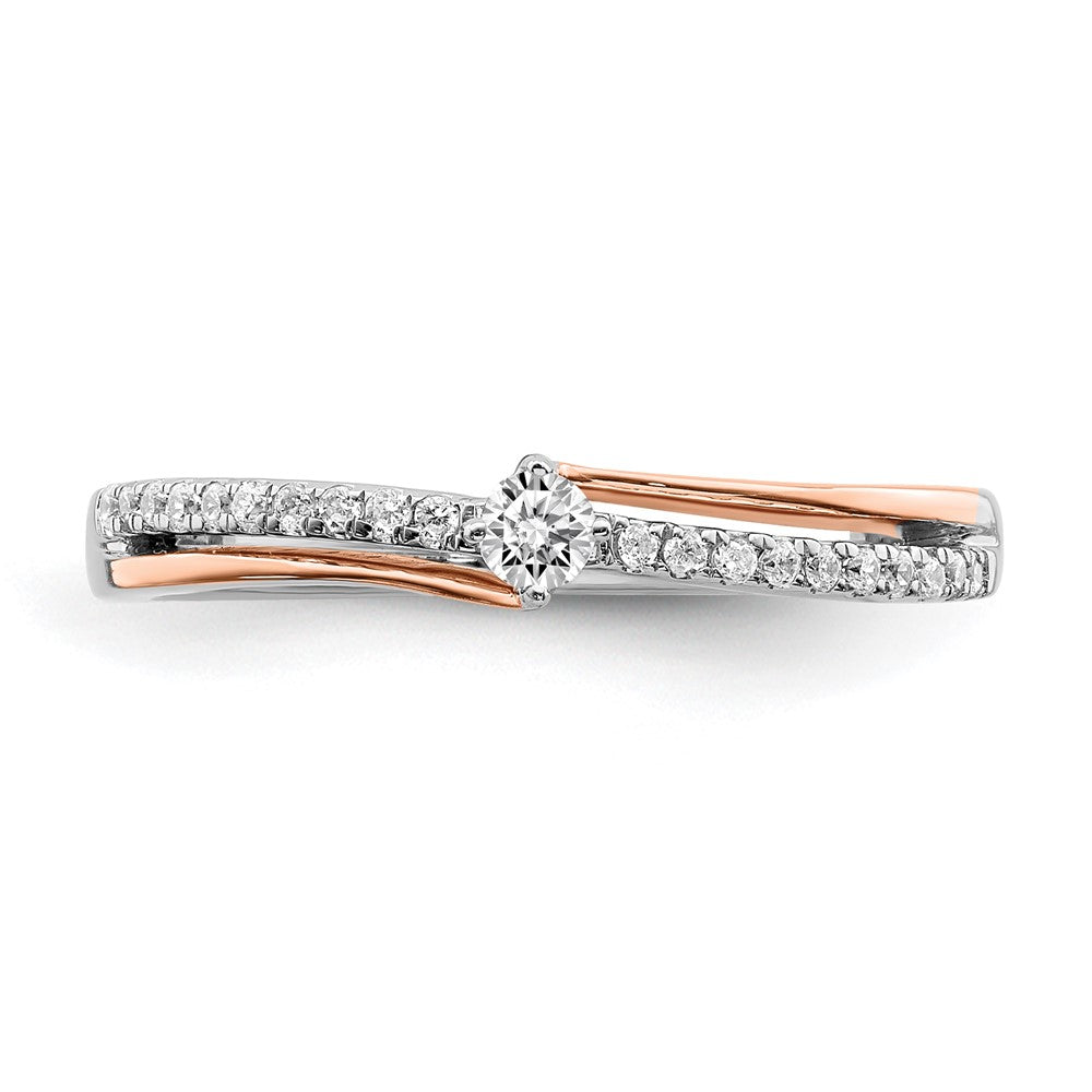 0.07ct. CZ Solid Real 14k White & Rose Gold Promise Ring