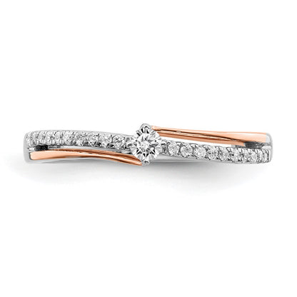 0.07ct. CZ Solid Real 14k White & Rose Gold Promise Ring