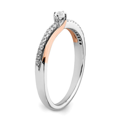 0.07ct. CZ Solid Real 14k White & Rose Gold Promise Ring