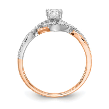 0.40ct. CZ Solid Real 14k White u0026 Rose Gold Engagement Ring