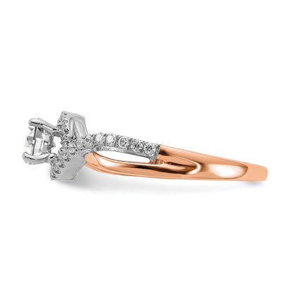 0.40ct. CZ Solid Real 14k White u0026 Rose Gold Engagement Ring