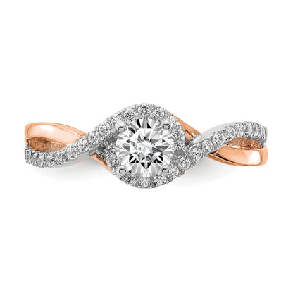 0.40ct. CZ Solid Real 14k White u0026 Rose Gold Engagement Ring