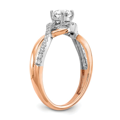 0.40ct. CZ Solid Real 14k White u0026 Rose Gold Engagement Ring
