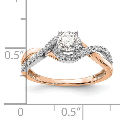 0.40ct. CZ Solid Real 14k White u0026 Rose Gold Engagement Ring