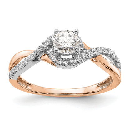 0.40ct. CZ Solid Real 14k White u0026 Rose Gold Engagement Ring